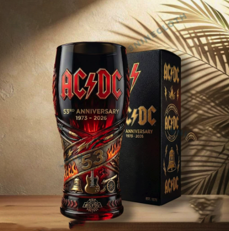 16oz AC/DC Hard Rock Band 53rd Anniversary 1973-2026  Embossed Beer Mug for Serious Rock Fan