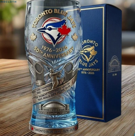 2026 Toronto Blue Jays 50th Anniversary 3D Embossed Beer Mug Collectible Barware for Baseball Lovers And Fans