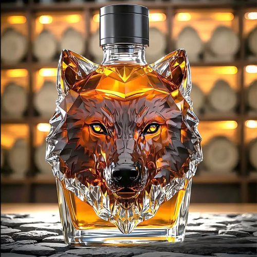 350ml Wolf Head Whiskey Bottle Crystal Glass