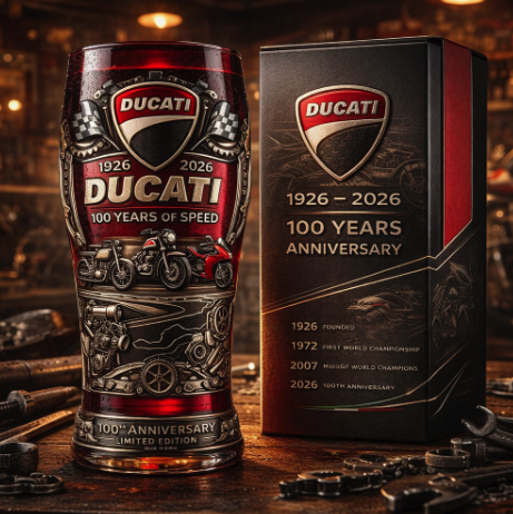 3d Miniature Ducati 100th Anniversary Commemorative Beer Glass