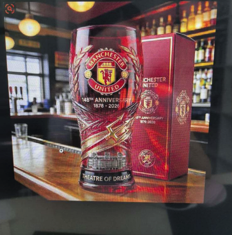 Best Manchester United 148 years Embossed Beer Glass Drinkware 1878-2026 
