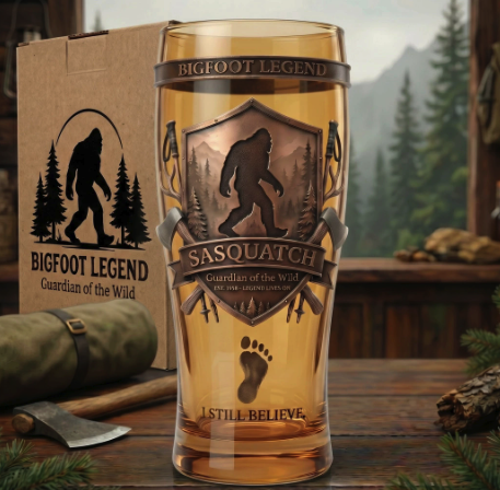 Bigfoot Legend Sasquatch Mountain Range guardians 16oz glass Mug