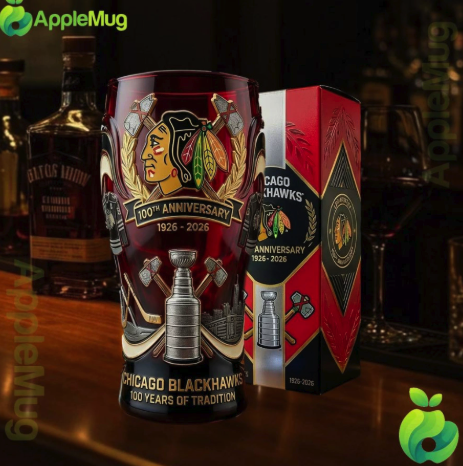 Chicago Blackhawks 100th Anniversary（1926-2026） 16oz Commemorative Drinking Glasses