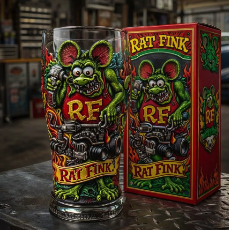 Rat Fink Hot Rod Legend Limited Edition Drinkware Embossed Beer Glass