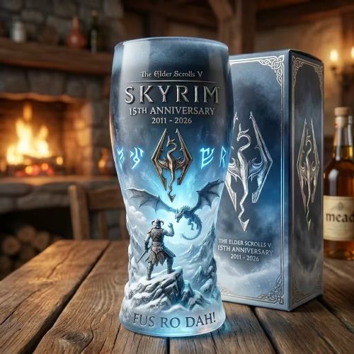 The Elder Scrolls V Skyrim 15th Anniversary 3D Beer Glass Limited Version