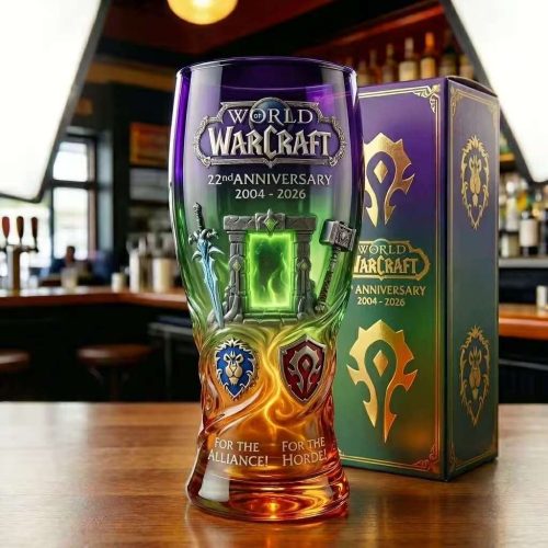 World Of Warcraft 22nd Anniversary 2004-2026 Beer 3D Glass