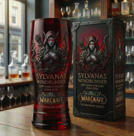 World of Warcraft Sylvanas Windrunner 22nd Anniversary Design Drinking Glass For Home Bar Camping Use