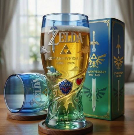 Zelda funs Master Sword 40th Anniversary Premium crystal Collector 16oz Pint Glass 1986-2026